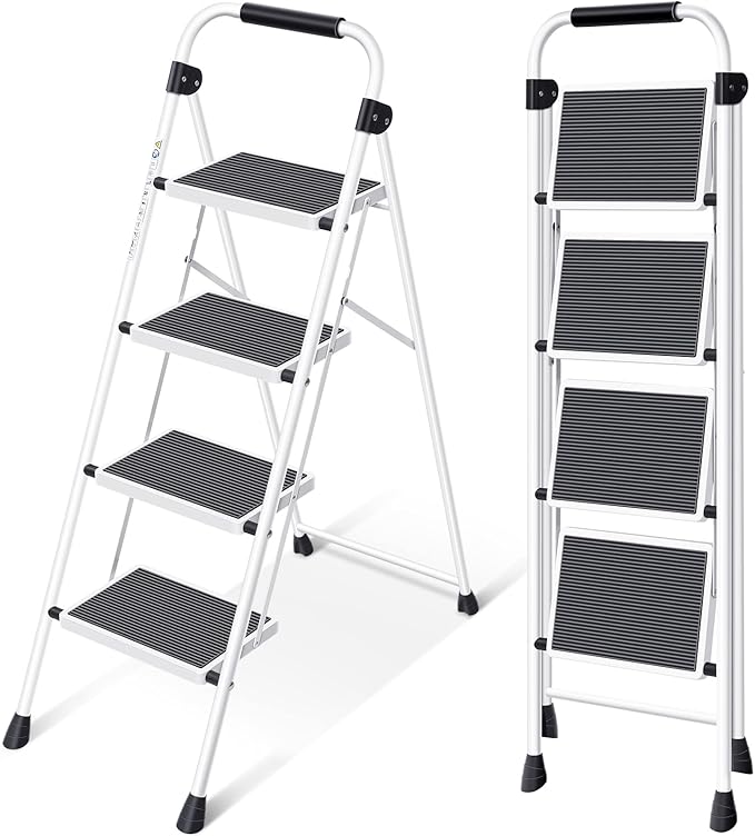 KINGRACK 4 Step Ladder in White